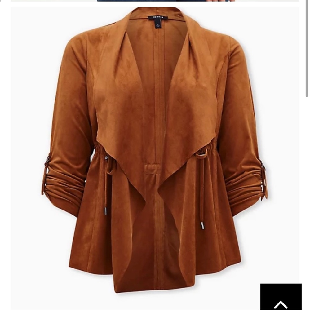 Torrid Cognac Suede Drape Front Anorak - Sz 1X